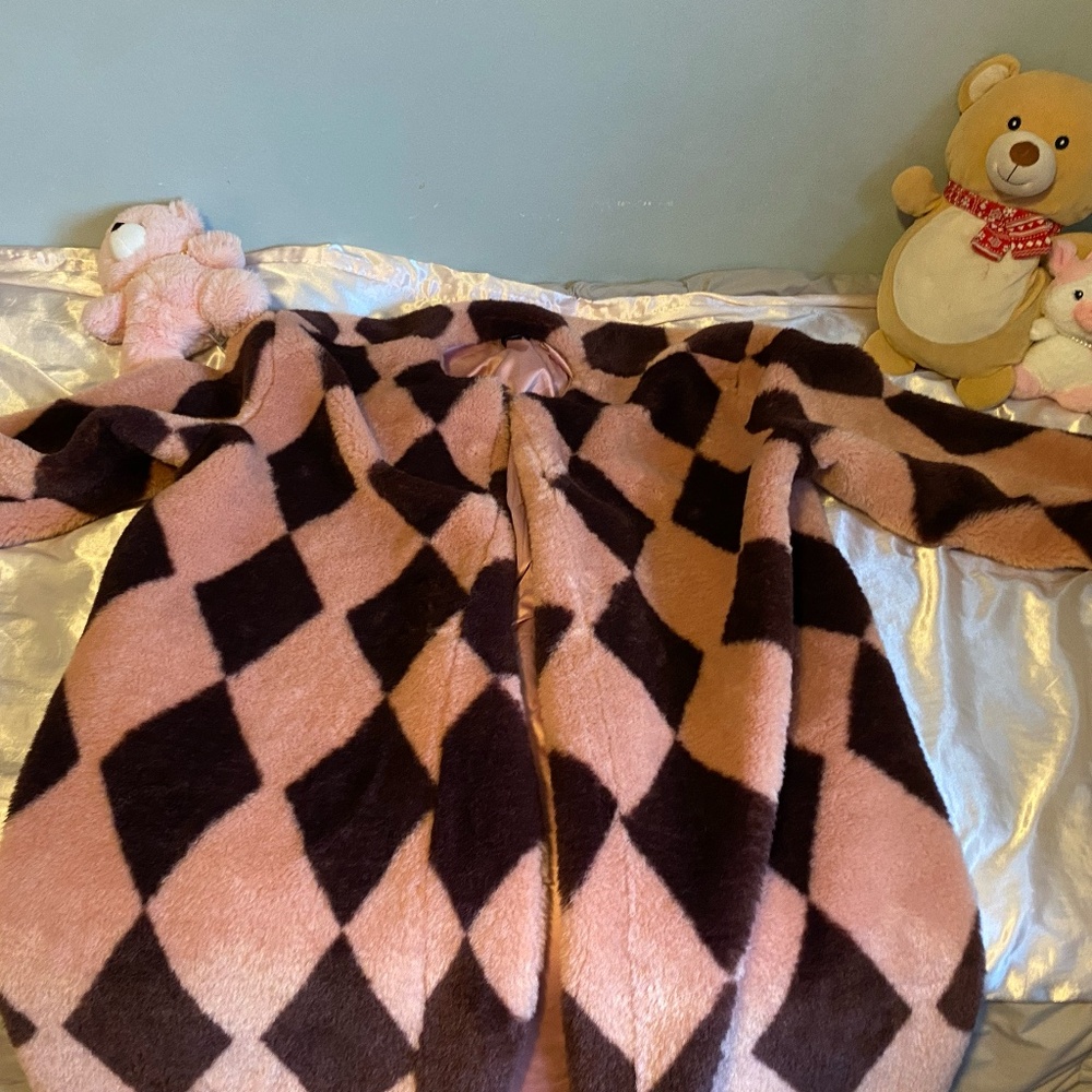 Pink Cosmos Longline Faux Fur Coat